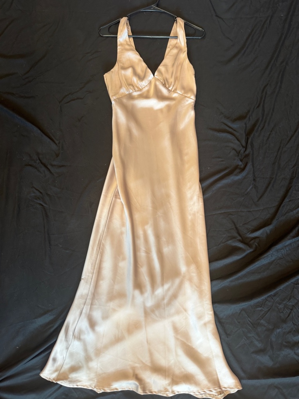 Elegant Champagne Satin Wedding Dress